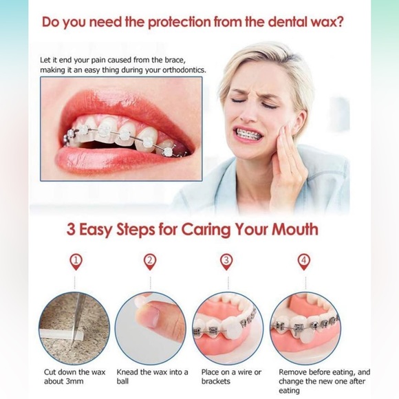 NEW Dental Oral Care Orthodontics Wax with Fruit Flavor for Brace Wearers 10Pack - Picture 4 of 7